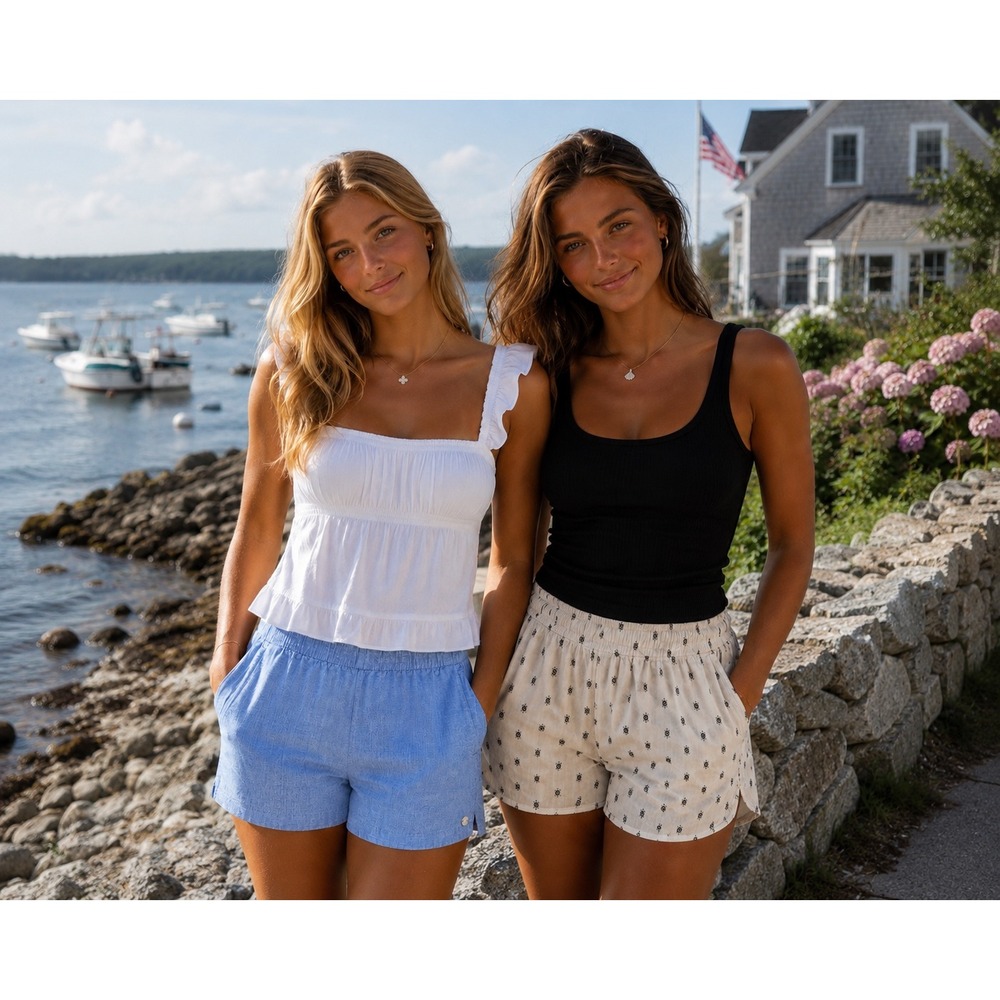 Lilly Pulitzer Blue 100% Linen & Madewell Cotton Embroidered Shorts Womens S